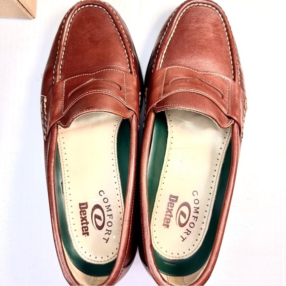 DEXTER Comfort Penny Loafer Shoe Brown With Contrasting Stitching Size 10WW - Picture 3 of 10